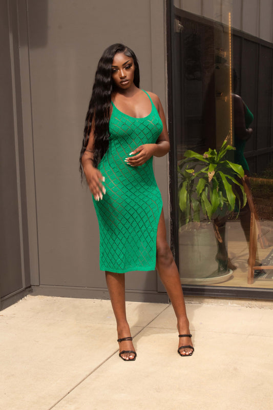Rich Green Midi Sexy Cover Up Dress