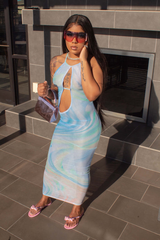 Giving Colors Sexy Sheer Dress