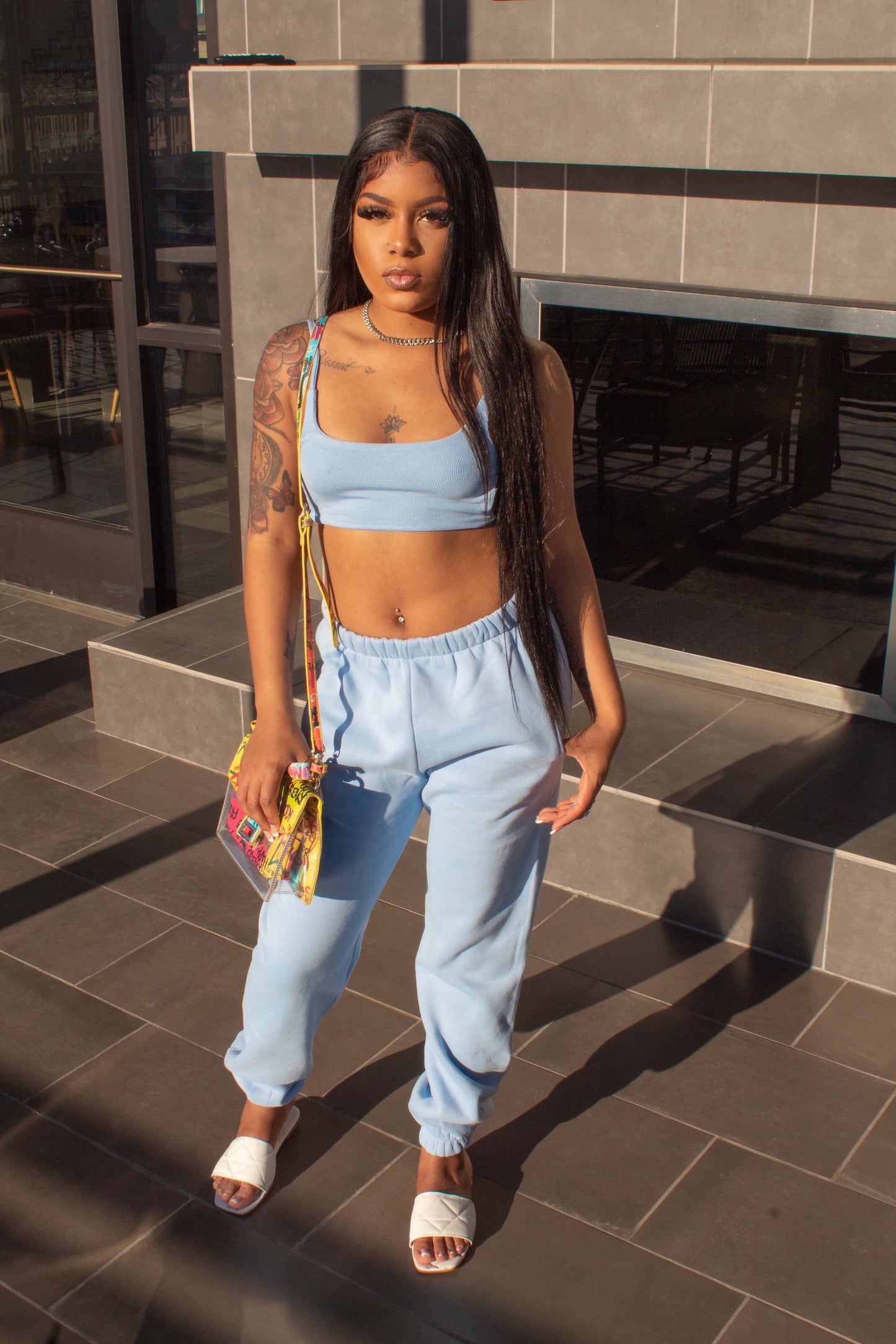 Sky Blue Sexy 2 Piece Set